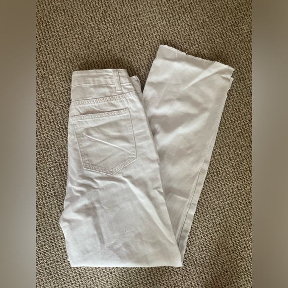 White High Waist Raw Hem Straight Leg Jeans 🤍 - Picture 4 of 6